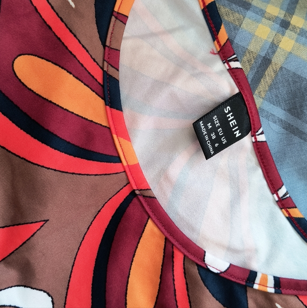 SHEIN Colorful Abstract Pattern Top